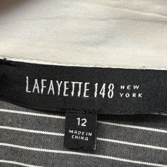 Lafayette 148 Women Long Sleeve Button Shirt Top Blouse Size 12 Stripes D054 -9 - Picture 8 of 15